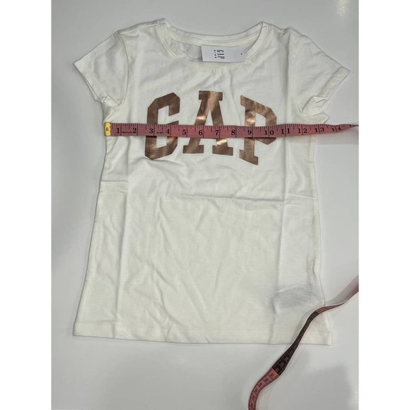 Gap Logo T Shirt Girls White and Gold Sz M NWT - Picture 3 of 6